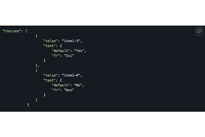 Multilingual Choice JSON