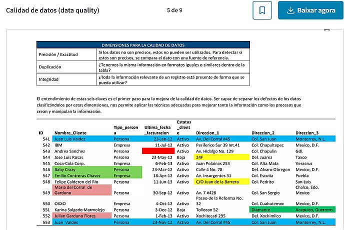 Spanish Data Quality Document