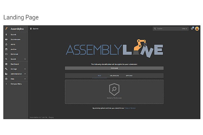 Assemblyline Interface Homepage