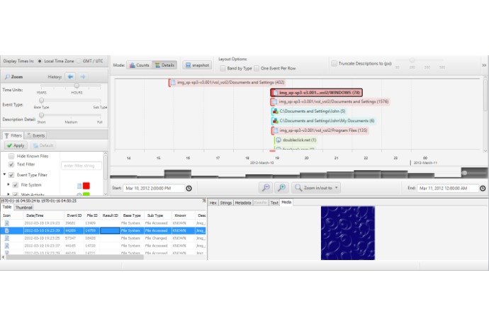 Accessed files activity view with Autopsy