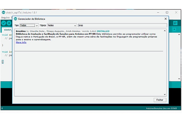 Arduino IDE with Brasilino