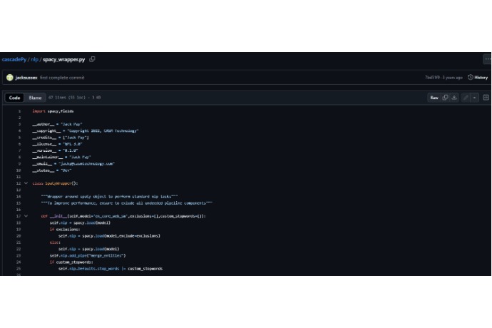 Python wrapper script for NLP tasks using spaCy