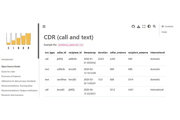 Sample Call Detail Records (CDRs)