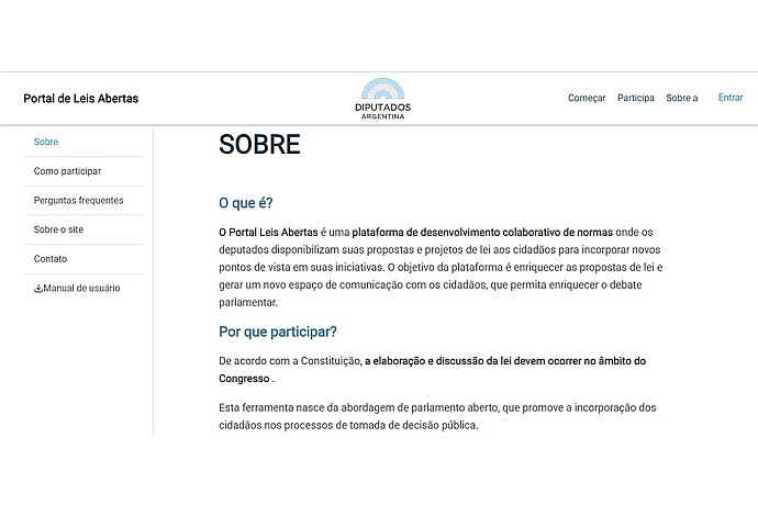 'Portal de Leis Abertas' About Page