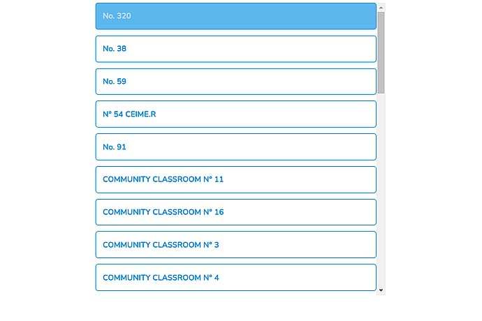 Educational Entities User Interface List
