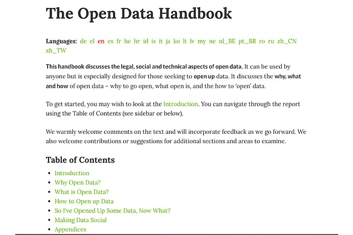Portada del "The Open Data Handbook"