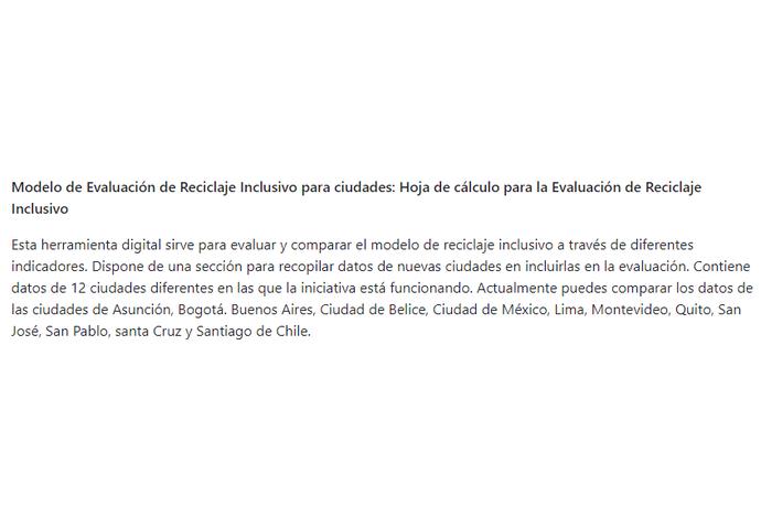 Herramienta de Evaluación de Modelos de Reciclaje Inclusivo