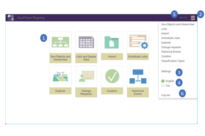 Main Interface of GeoPrism Registry