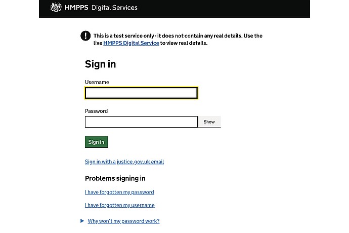 HMPPS Digital Service Sign-In