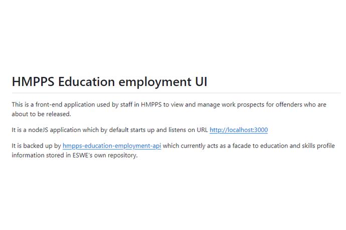 HMPPS Education Employment UI Description