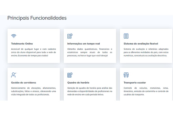 Seção de Site sobre Plataforma Online