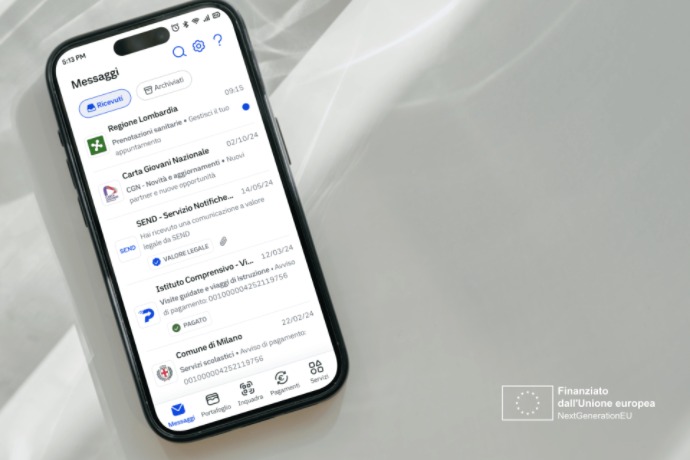 Message inbox in the IO app