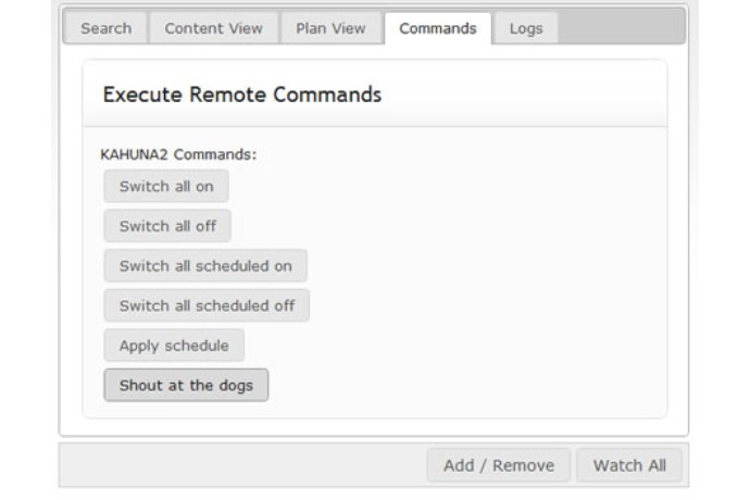 Web panel for executing remote commands in iSpy
