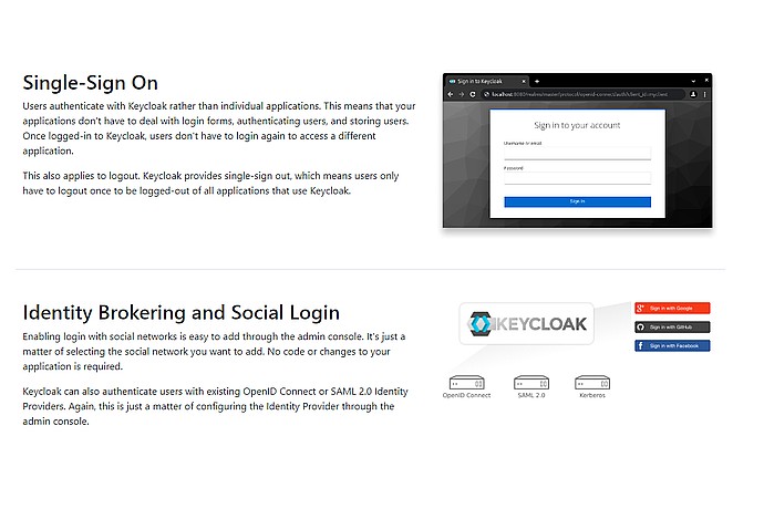 Keycloak Features for Single Sign-On