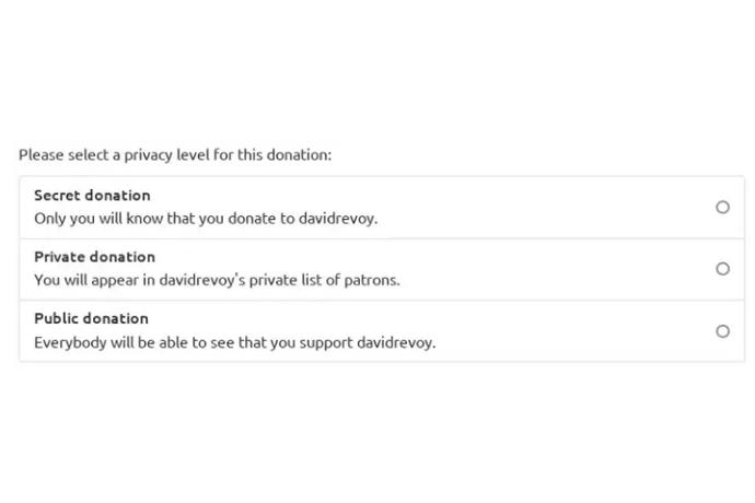 Donation Type Selection