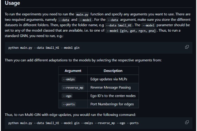 Model execution and adaptations examples in Multi-GNN