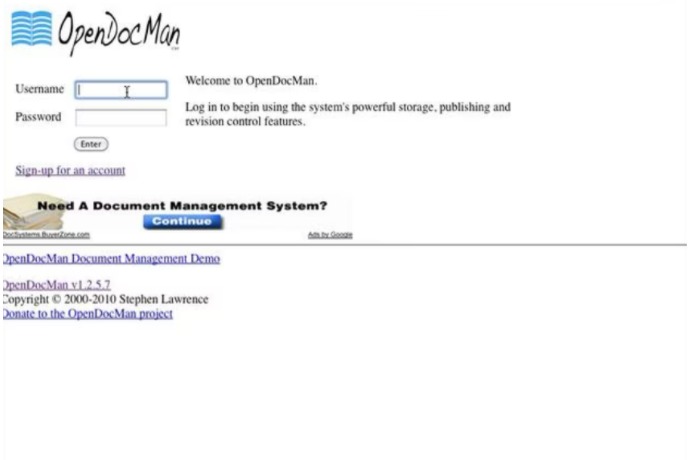 Login to OpenDocMan