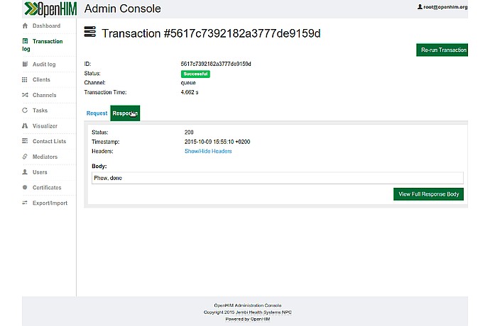 OpenHIM Transactions Log