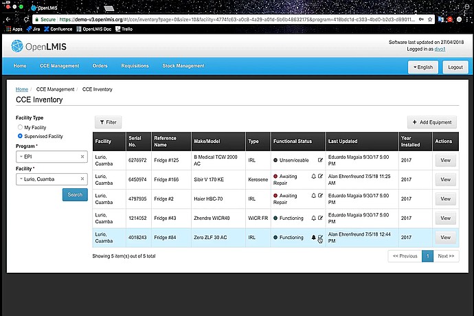 OpenLMIS CCE Inventory Table
