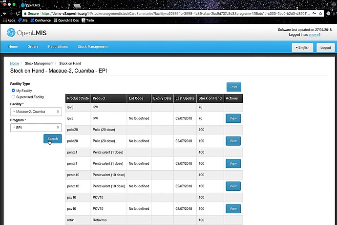 Inventory Availability in OpenLMIS