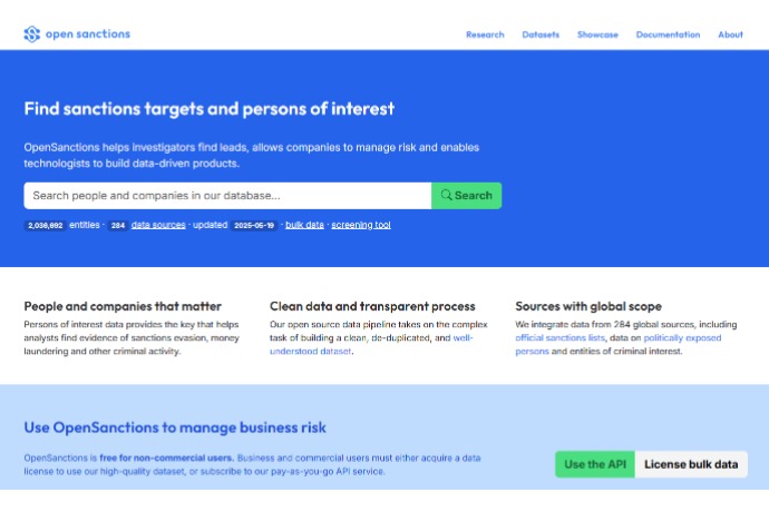 OpenSanctions: Search for Sanctioned People and Entities