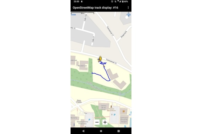 Visualización de ruta grabada con OSMTracker sobre un mapa de OpenStreetMap