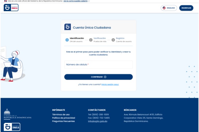 Single Account Registration Portal Start Screen