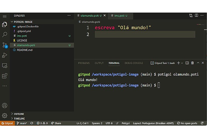 IDE Code Editor: Olá Mundo!