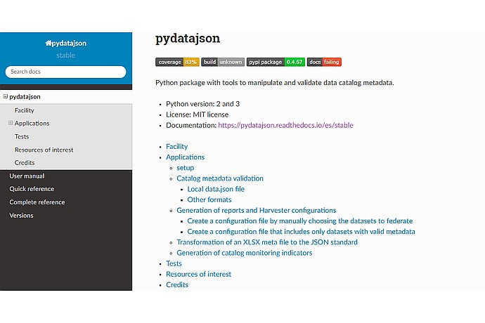 pydatajson Documentation Screenshot