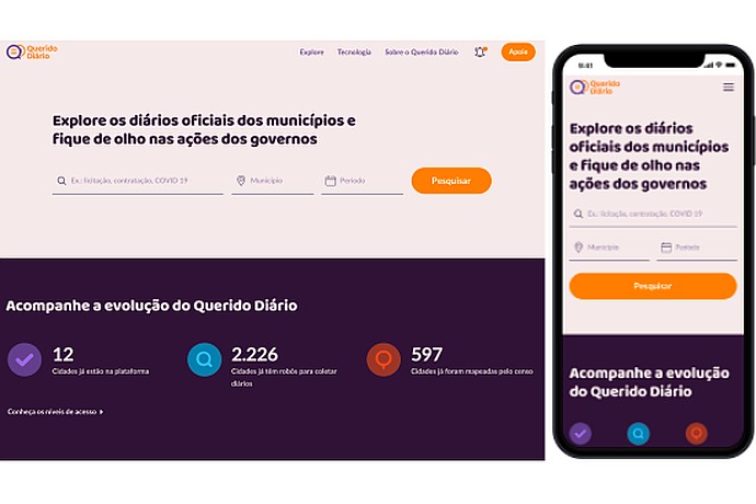 Interfaz de plataforma "Querido diario"