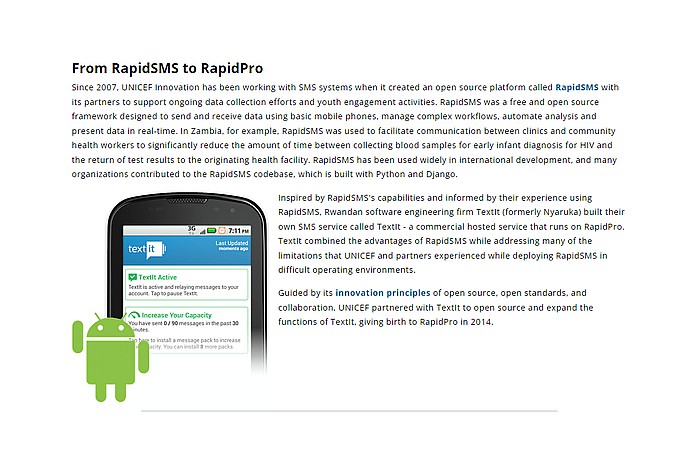RapidSMS to RapidPro Evolution Description