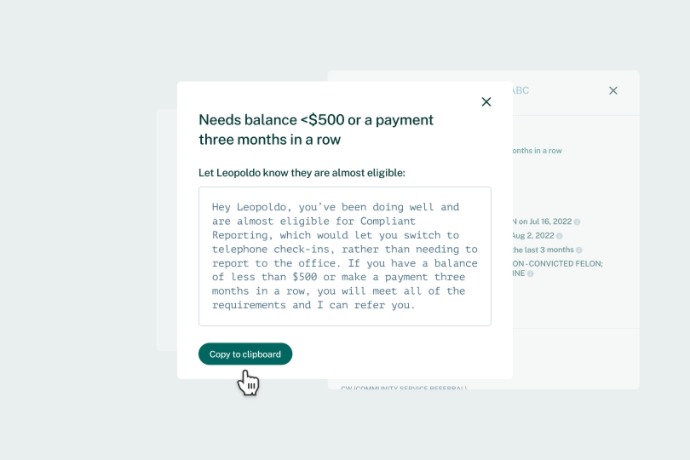 Automated Message for Financial Eligibility