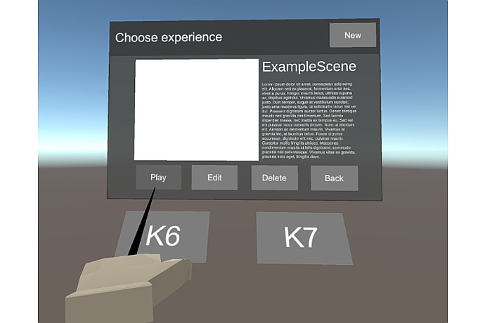 ScioXR VR Experiences Menu