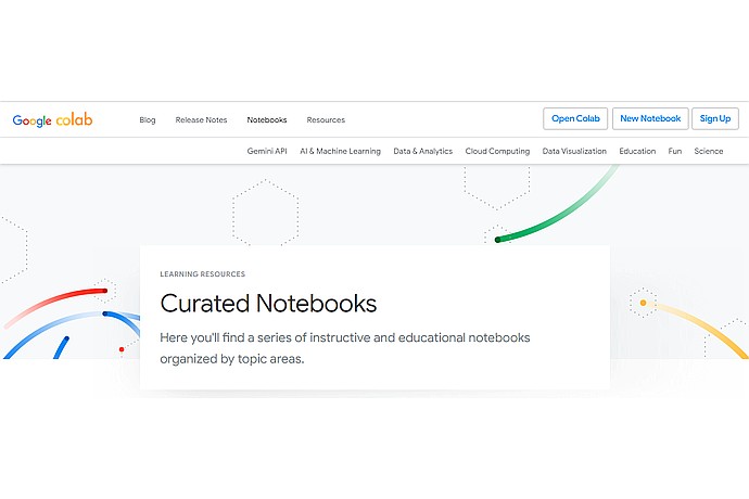 Google Colab's Curated Notebooks: Structured Learning Across Thematic Areas