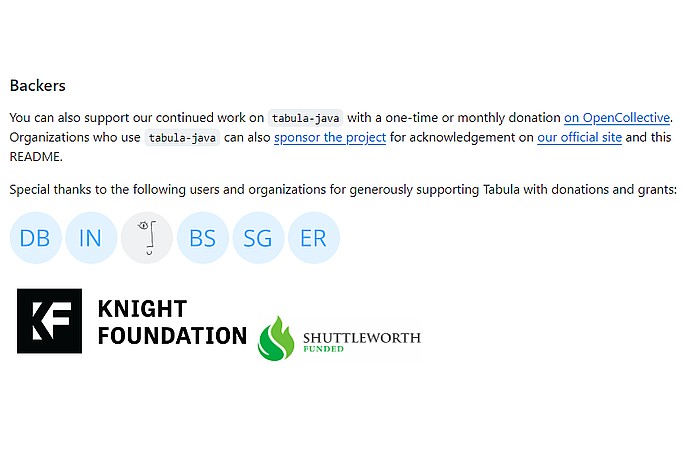 Tabula Project Sponsors