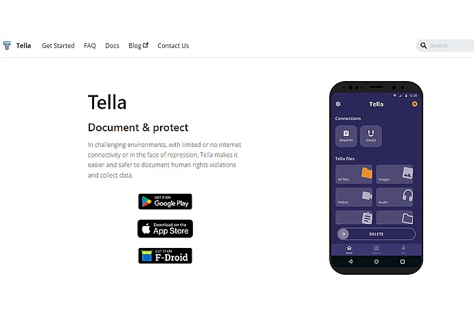 Tella Homepage for Human Rights Documentation