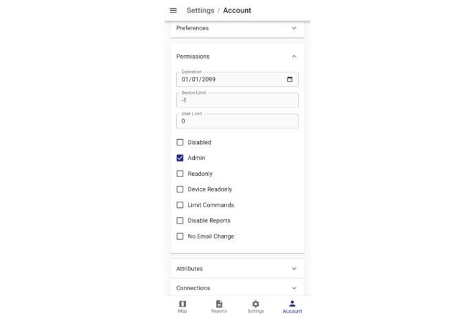 Gestión de permisos en Traccar