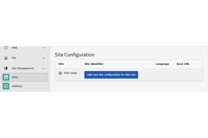 Configuración de sitio en TYPO3