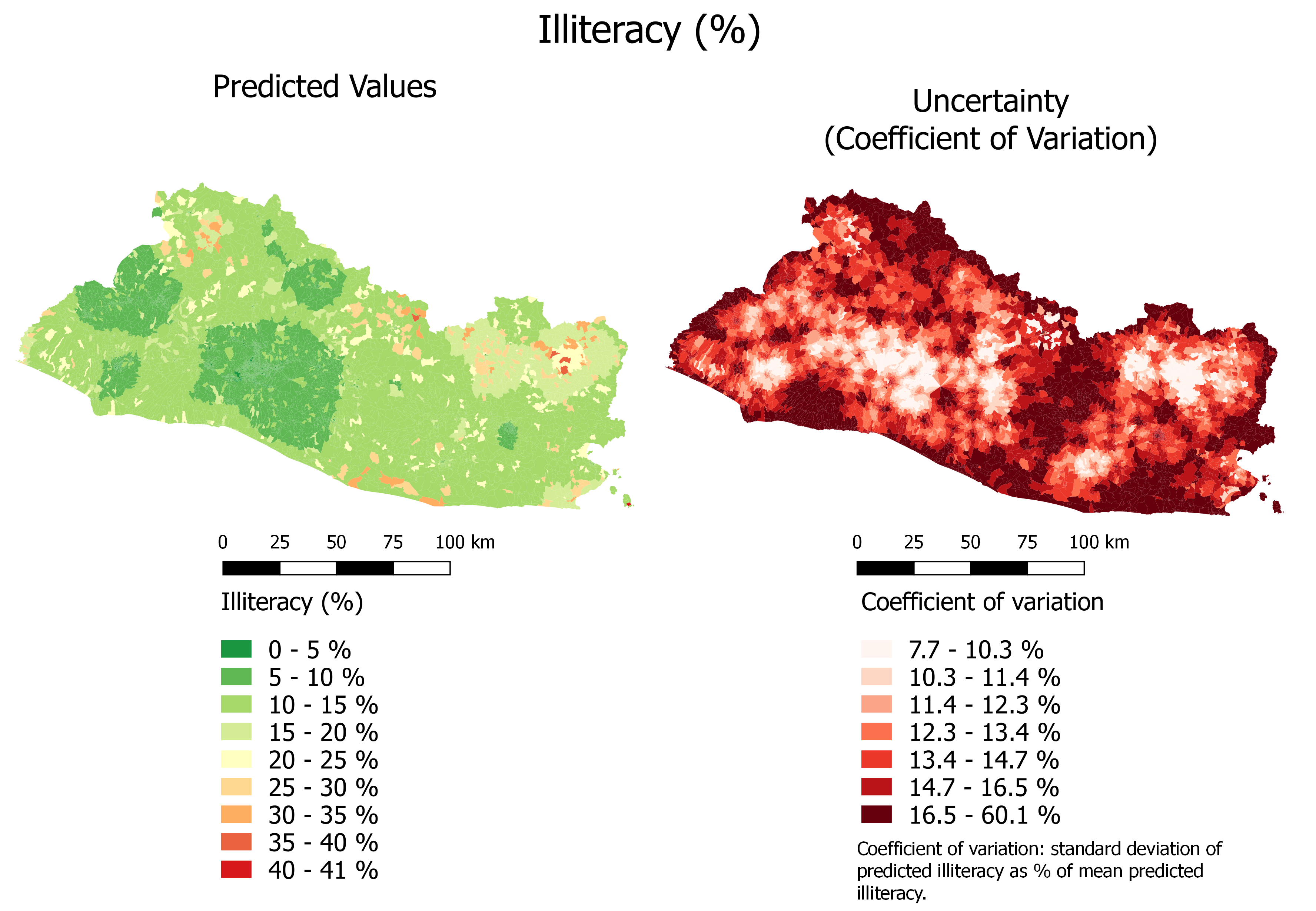 Illiteracy (%): Continuous Color Scale