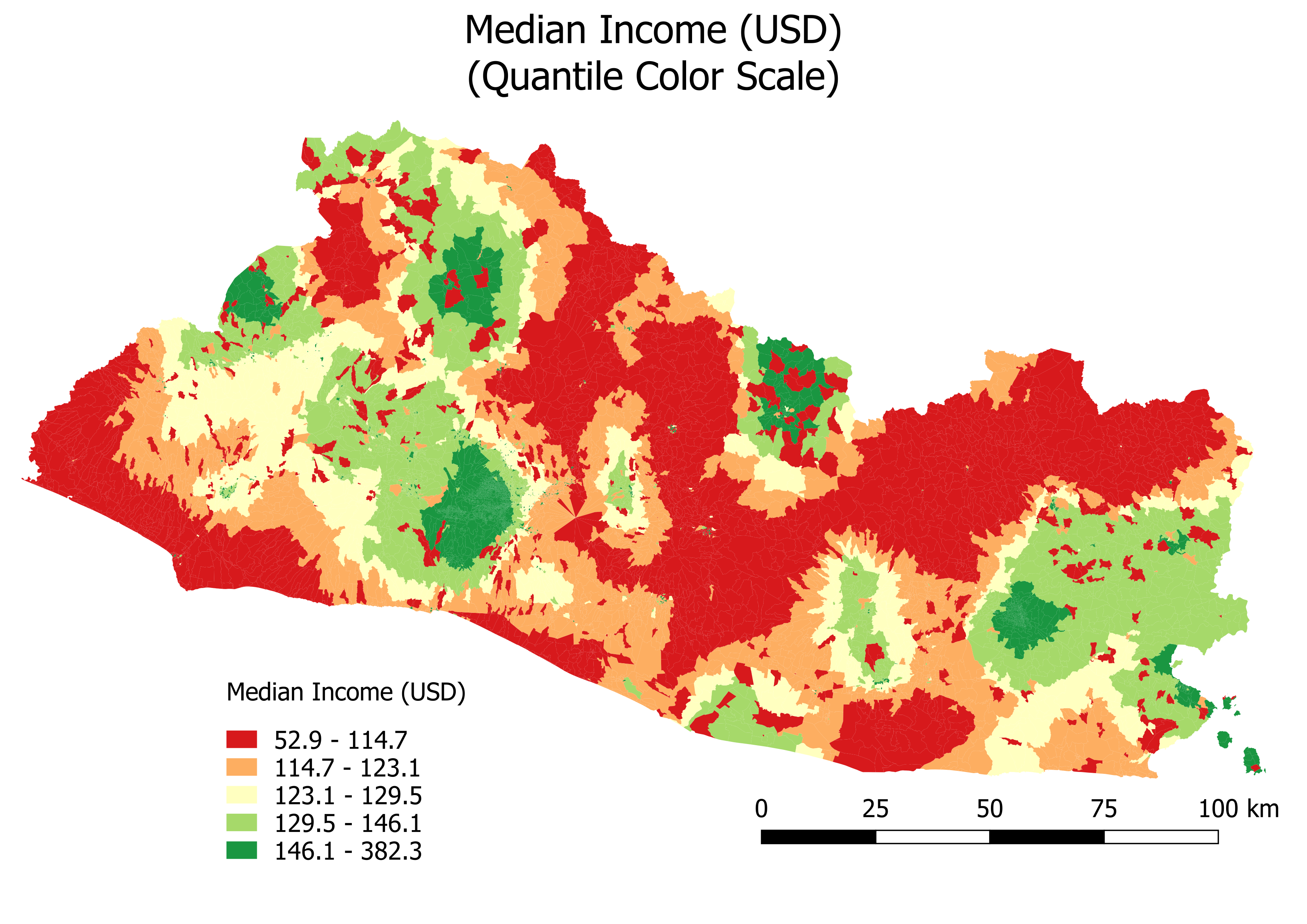 Median Income (USD): Quantile Color Scale