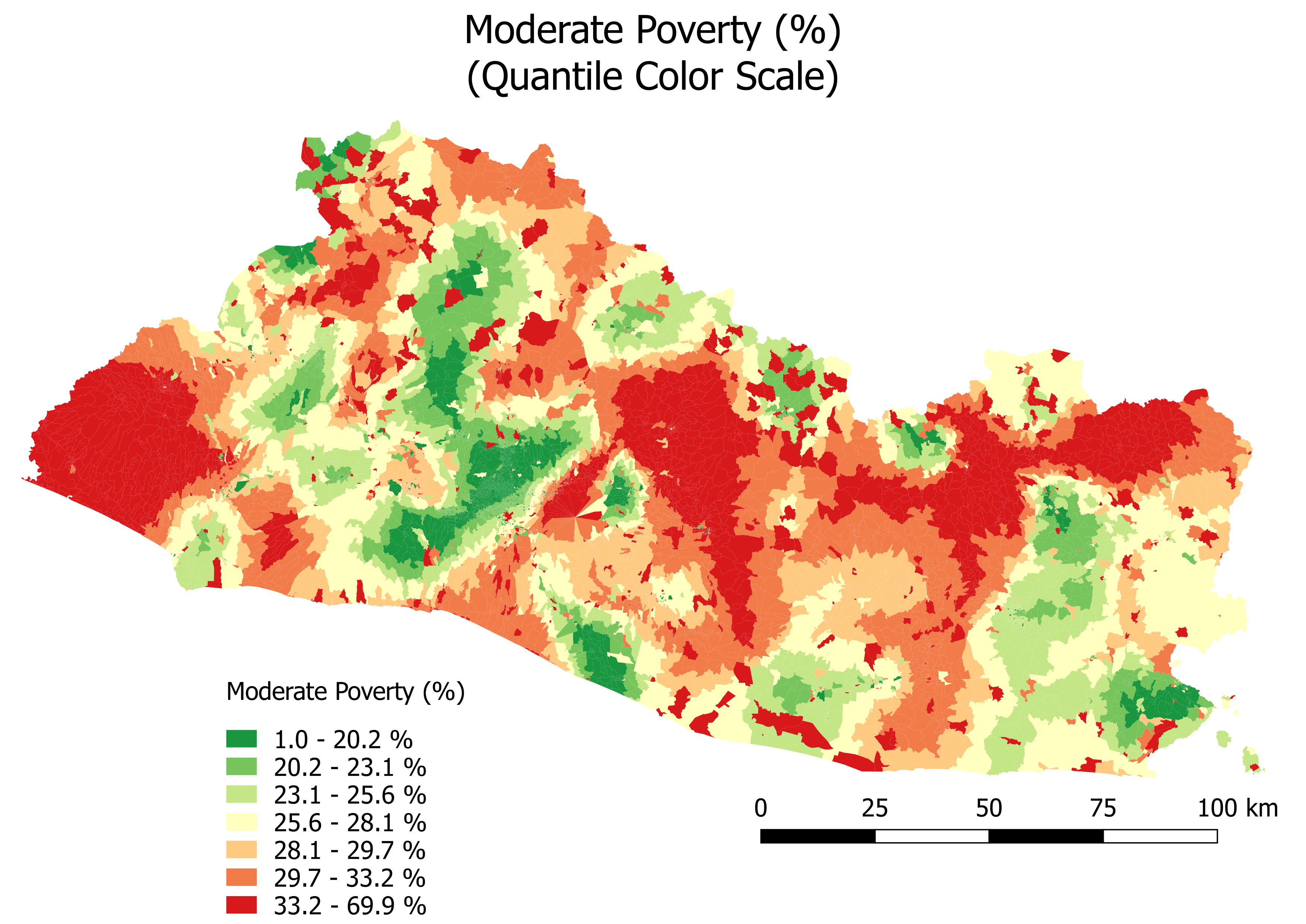 Moderate Poverty (%): Quantile Color Scale